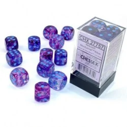 Комплект D6 зарове: Chessex 12 D6 Dice Set - Luminary Nebula Nocturnal & Blue (светещи),Хоби продукти / Зарове за игри