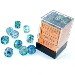Комплект D6 зарове: Chessex 36 D6 Dice Set - Luminary Nebula Oceanic & Gold (светещи),Хоби продукти / Зарове за игри