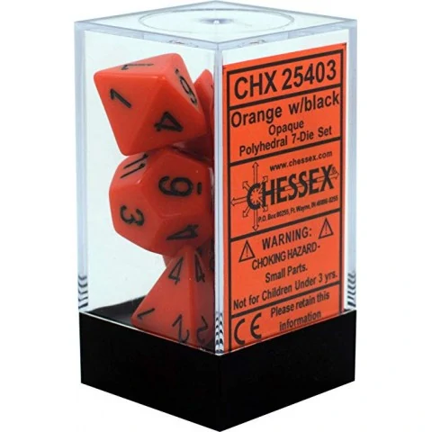 Комплект D&D зарове: Chessex Opaque - Orange w/ Black,Хоби продукти / Зарове за игри