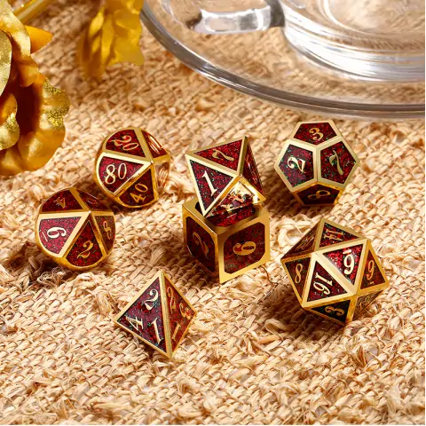 Комплект D&D зарове: Metal & Enamel 7 Dice Set Fireflies,RPG (D&D и др.) / D&D Зарове / Метални и др.