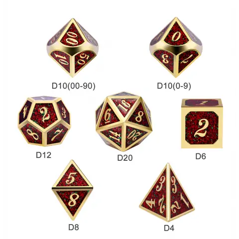 Комплект D&D зарове: Metal & Enamel 7 Dice Set Fireflies,RPG (D&D и др.) / D&D Зарове / Метални и др.