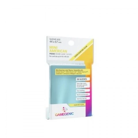 Протектори за карти Gamegenic Prime Mini American Sleeves 44x67mm (50 броя, за настолни игри, прозрачни, плътни) вПротектори