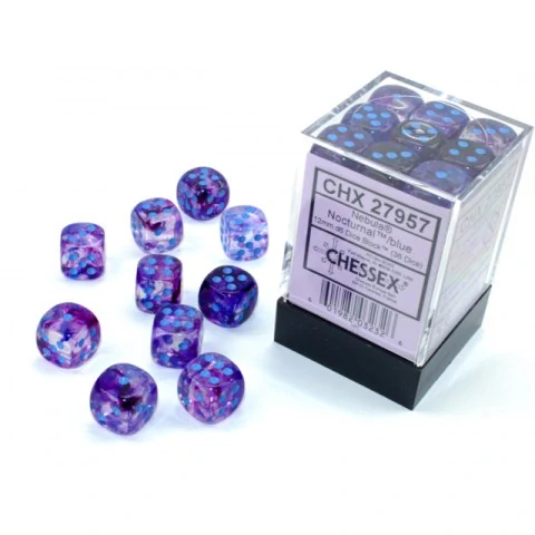 Комплект D6 зарове: Chessex 36 D6 Dice Set - Luminary Nebula Nocturnal & Blue (светещи),Хоби продукти / Зарове за игри
