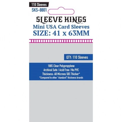 Протектори за карти Sleeve Kings Mini USA Card Sleeves (41x63mm) 110 Pack, 60 Microns вChimera Size (41x63, 43x65 мм)
