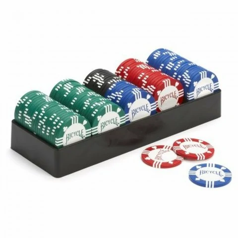 Bicycle 8 Gram Clay Poker Chips (100) and Casino Tray - покер чипове вобразователни
