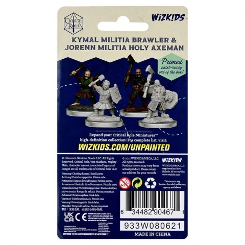 Dungeons & Dragons Critical Role Unpainted Miniatures: Wave 2 Kymal Militia Brawler & Jorenn Militia Holy Axeman,RPG (D&D и др.) / D&D Миниатюри