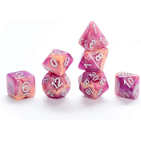 Polyhedral 7-Die Set: GKG Aether Dice - Raspberry and Cream - комплект D&D зарове в кутия,RPG (D&D и др.) / D&D Зарове
