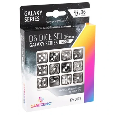 Gamegenic - Galaxy Series - Moon - D6 Dice Set 16 mm (12 pcs) - комплект зарове,Подаръци / образователни / Подаръчни зарове