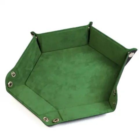 Leatherette & Velvet Dice Tray Green Hex вАксесоари за зарове