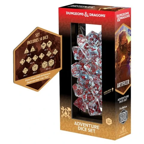 Dungeons & Dragons Adventure Dice - Artificer: Translucent (14 dice) - комплект D&D зарове, RPG (D&D и др.) / Комплекти зарове за D&D