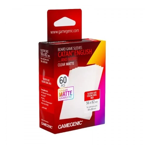Gamegenic - MATTE Catan-Sized Sleeves 56x82 mm - Clear (50 Sleeves) - протектори за карти