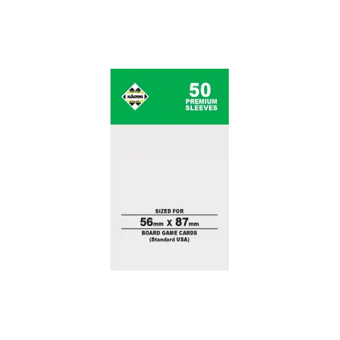 Протектори за карти 56x87 мм Kaissa Premium Standard American Card Sleeves (50 броя, за настолни игри, прозрачни, плътни) вStandard USA (56x87 мм)