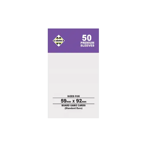 Протектори за карти 59x92 мм Kaissa Premium Standard European Card Sleeves (50 броя, за настолни игри, прозрачни, плътни) вStandard Euro (59x92 мм)